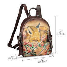 Load image into Gallery viewer, Genuine Leather Backpack for Women Hand Painted Knapsack Purse Handmade Rucksack Casual Daypack