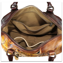 Load image into Gallery viewer, Genuine Leather Satchel for Women Hand Painted Handbag Top Handle Bags Handmade Purse Crossbody Tote Bag