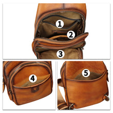 Load image into Gallery viewer, Genuine Leather Sling Bag for Men and Women Sling Backpack Purses Shoulder Crossbody Bag Chest Bag Fanny Pack