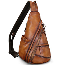 Load image into Gallery viewer, Genuine Leather Sling Bag for Men and Women - Vintage Sling Backpack Shoulder Crossbody Chest Bag for Ipad