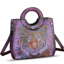 Load image into Gallery viewer, Genuine Leather Tote Bag for Women Hand Painted Leather Shoulder Handbag Handmade Purse Crossbody Work Tote Casual Purse