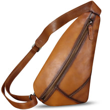 Load image into Gallery viewer, Genuine Leather Silng Bag for Women and Men Vintage Leather Sling Backpack Shoulder Crossbody Bag Chest Purses