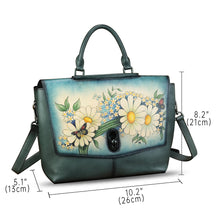 Load image into Gallery viewer, Genuine Leather Satchel for Women Hand Painted Handbag Top Handle Bags Handmade Purse Crossbody Tote Bag Purse