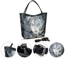 Load image into Gallery viewer, Genuine Leather Shoulder Bag for Women Hand Painted Leather Handbag Handmade Purse Crossbody Work Tote Bag Casual Purse