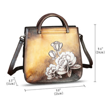 Load image into Gallery viewer, Genuine Leather Satchel for Women Hand Painted Leather Handbag Top Handle Bags Handmade Purse Crossbody Bag Purse