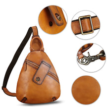 Load image into Gallery viewer, Genuine Leather Sling Bag for Men and Women Classical Real Leather Sling Backpack Purse Crossbody Bag for iPad Pro 11 inch