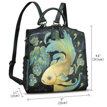 Load image into Gallery viewer, Genuine Leather Satchel for Women Hand Painted Purse Crossbody Handbag Top Handle Bags Handmade Convertible Backpack