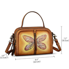 Load image into Gallery viewer, Genuine Leather Satchel for Women Hand Painted Leather Top Handle Handbag Handmade Crossbody Satchel Purse Tote Bag