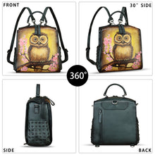 Load image into Gallery viewer, Genuine Leather Satchel for Women Hand Painted Purse Crossbody Handbag Top Handle Bags Handmade Convertible Backpack