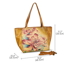 Load image into Gallery viewer, Genuine Leather Shoulder Bag for Women Hand Painted Handbag Handmade Crossbody Work Tote Casual Daypack Purse
