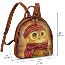 Load image into Gallery viewer, Genuine Leather Backpack for Women Hand Painted Purse Retro Leather Handmade College Knapsack Rucksack Casual Daypack