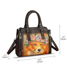 Load image into Gallery viewer, Genuine Leather Handbag for Women Hand Painted Leather Top Handle Purse Handmade Crossbody Satchel Tote Bag