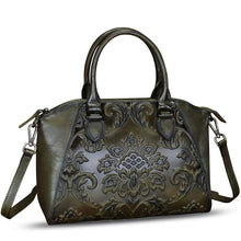 Load image into Gallery viewer, Genuine Leather Purses and Handbags for Women Vintage Embossed Leather Top Handle Bag Satchel Crossbody Shoulder Bag Strap