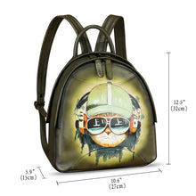 Load image into Gallery viewer, Genuine Leather Backpack for Women Hand Painted Purse Retro Leather Handmade College Knapsack Rucksack Casual Daypack