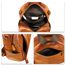 Load image into Gallery viewer, Genuine Leather Backpack Purse for Women Vintage Casual Daypack Back Bag Handmade Knapsack Western Rivets Rucksack