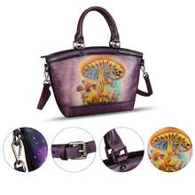Load image into Gallery viewer, Genuine Leather Handbag Purse for Women Hand Painted Shoulder Handbag Handmade Purse Crossbody Work Tote Casual Bag