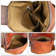 Load image into Gallery viewer, Genuine Leather Silng Bag for Women Small Vintage Leather Sling Backpack Fashion Shoulder Crossbody Bag Chest Purse