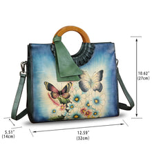 Load image into Gallery viewer, Genuine Leather Handbag Purse for Women Hand Painted Pattern Handbag Handmade Crossbody Work Tote Shoulder Bag