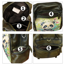 Load image into Gallery viewer, Genuine Leather Backpack for Women Hand Painted Knapsack Purse Handmade Rucksack Casual College Bag Convertible Daypack