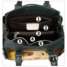 Load image into Gallery viewer, Genuine Leather Handbag for Women Hand Painted Leather Top Handle Purse Handmade Crossbody Satchel Tote Bag