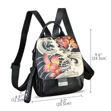Load image into Gallery viewer, Genuine Leather Backpack for Women Hand Painted Knapsack Purse Designer Handmade Rucksack Casual Daypack