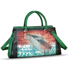 Load image into Gallery viewer, Genuine Leather Satchel for Women Hand Painted Handbag Top Handle Bags Handmade Crossbody Purse Tote Bag