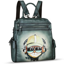 Load image into Gallery viewer, Genuine Leather Backpack for Women Hand Painted Knapsack Purse Handmade Rucksack Casual College Bag Convertible Daypack
