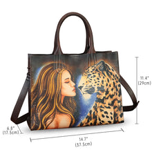 Load image into Gallery viewer, Genuine Leather Handbag for Women Hand Painted Leather Top Handle Bag Handmade Crossbody Purse Work Tote