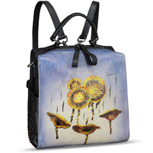 Load image into Gallery viewer, Genuine Leather Satchel for Women Hand Painted Purse Crossbody Handbag Top Handle Bags Handmade Convertible Backpack