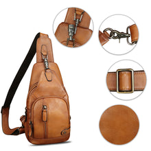 Load image into Gallery viewer, Genuine Leather Sling Bag Vintage Crossbody Shoulder Bag Handmade Casual Backpack Fanny Purse Chest Bag