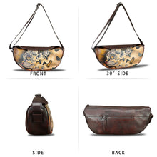 Load image into Gallery viewer, Genuine Leather Crossbody Bag Hand Painted Sling Backpack Retro Handmade Shoulder Daypack Purse Satchel
