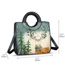 Load image into Gallery viewer, Genuine Leather Tote Bag for Women Hand Painted Leather Shoulder Handbag Handmade Purse Crossbody Work Tote Casual Purse