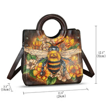 Load image into Gallery viewer, Genuine Leather Tote Bag for Women Hand Painted Leather Shoulder Handbag Handmade Purse Crossbody Work Tote Casual Purse