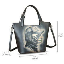 Load image into Gallery viewer, Genuine Leather Handbag Satchel for Women Hand Painted Leather Handmade Work Tote Casual Shoulder Purse Bag