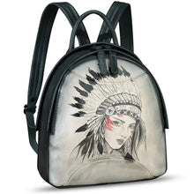 Load image into Gallery viewer, Genuine Leather Backpack for Women Hand Painted Purse Retro Leather Handmade College Knapsack Rucksack Casual Daypack