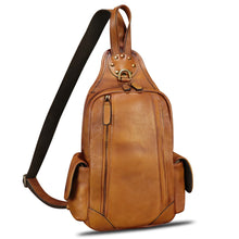 Load image into Gallery viewer, Genuine Leather Silng Bag for Men and Women Vintage Leather Sling Backpack Chest Purse Crossbody Bag