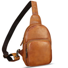 Load image into Gallery viewer, Genuine Leather Sling Bag Retro Crossbody Sling Backpack Handmade Chest Shoulder Daypack Cycling Bag Purse Fanny Pack