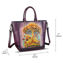 Load image into Gallery viewer, Genuine Leather Handbag for Women Hand Painted Leather Top Handle Satchel Handmade Crossbody Purse Tote Bag
