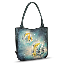 Load image into Gallery viewer, Genuine Leather Shoulder Bag for Women Hand Painted Leather Handbag Handmade Purse Work Tote Bag Casual Purse