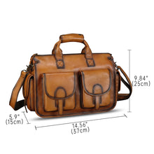 Load image into Gallery viewer, Genuine Leather Messenger Bag and Briefcase Purse for Men Real Leather Shoulder Bag Top Handle Satchel Purse for Laptop Strap