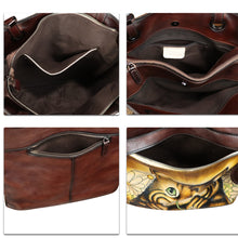 Load image into Gallery viewer, Genuine Leather Shoulder Bag for Women Hand Painted Leather Handbag Handmade Work Tote Bag Casual Hand Purse