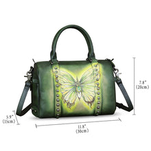 Load image into Gallery viewer, Genuine Leather Satchel for Women Hand Painted Leather Handbag Top Handle Bags Handmade Purse Crossbody Tote Bag