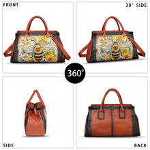 Load image into Gallery viewer, Genuine Leather Satchel for Women Hand Painted Handbag Top Handle Bags Handmade Crossbody Purse Tote Bag