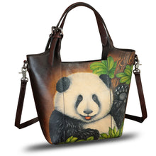 Load image into Gallery viewer, Genuine Leather Handbag Satchel for Women Hand Painted Leather Handmade Work Tote Casual Shoulder Purse Bag