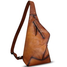 Load image into Gallery viewer, Genuine Leather Sling Bag Crossbody Casual Hiking Daypack Vintage Handmade Shoulder Backpack Motorcycle Chest Bags