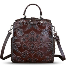 Load image into Gallery viewer, Genuine Leather Satchel for Women Purse Convertible Backpack Embossed Leather Crossbody Handbag Top Handle Bag