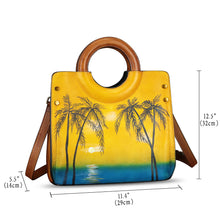 Load image into Gallery viewer, Genuine Leather Tote Bag for Women Hand Painted Leather Shoulder Handbag Handmade Purse Crossbody Work Tote Casual Purse