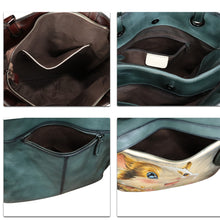 Load image into Gallery viewer, Genuine Leather Shoulder Bag for Women Hand Painted Leather Handbag Handmade Work Tote Bag Casual Hand Purse