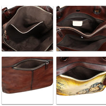 Load image into Gallery viewer, Genuine Leather Shoulder Bag for Women Hand Painted Leather Handbag Handmade Work Tote Bag Casual Hand Purse
