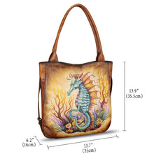 Load image into Gallery viewer, Genuine Leather Shoulder Bag for Women Hand Painted Leather Handbag Handmade Purse Work Tote Bag Casual Purse